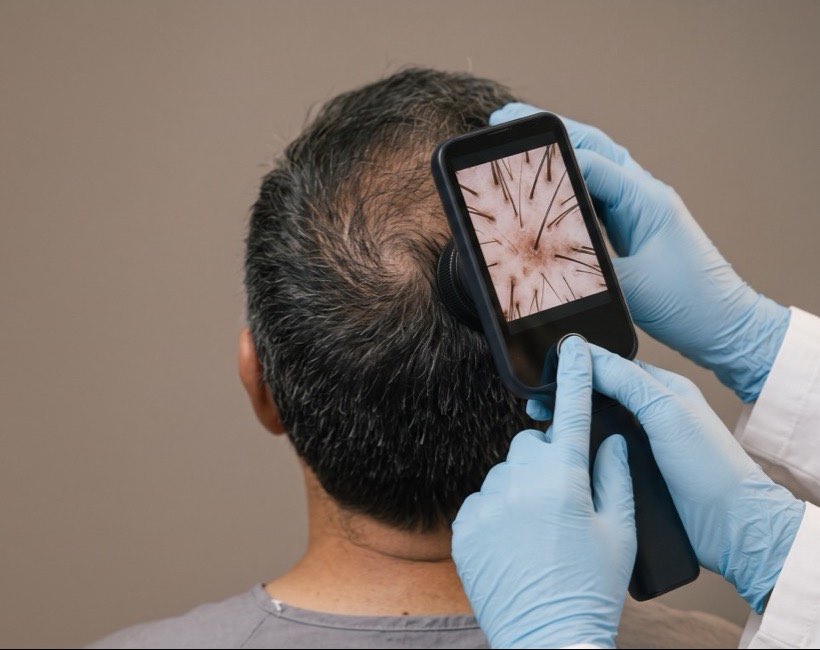 Tricoscopía del cuero cabelludo con dermatoscopio digital
